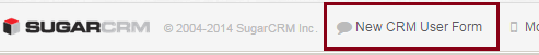SugarCRM button positioned in the footer of the page