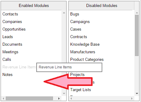 Editing the list of modules involved in Global Search