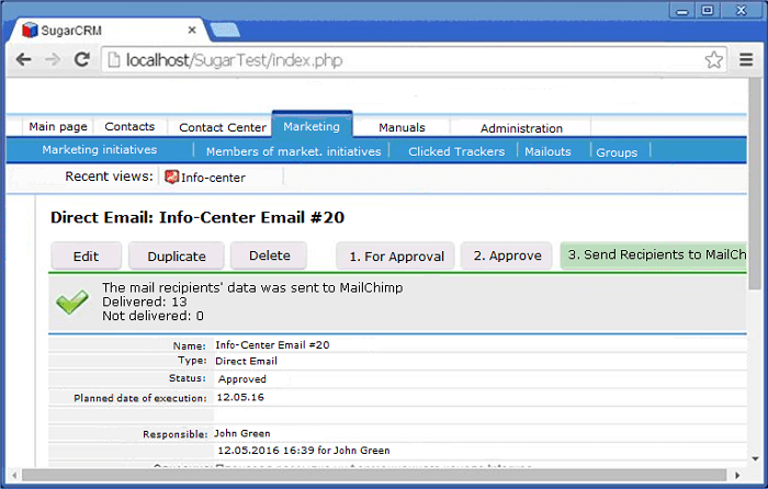 Transmitting Customer Database from SugarCRM to MailChimp